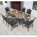 New style outdoor garden metal furniture set cast aluminum long table set  6 seater dining set